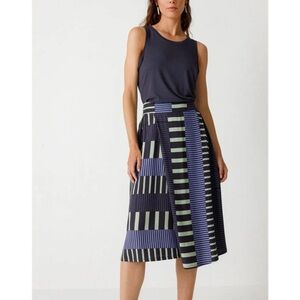 SKFK Naitze Midi Wrap Skirt Purple Green Geometric Print w/ Pockets EU40 | US8